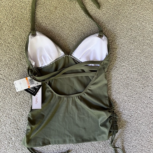 NWT Salt + Cove Tankini and Bottoms Ribbed Olive Green Bathing Suit Size: Small - Picture 2 of 9